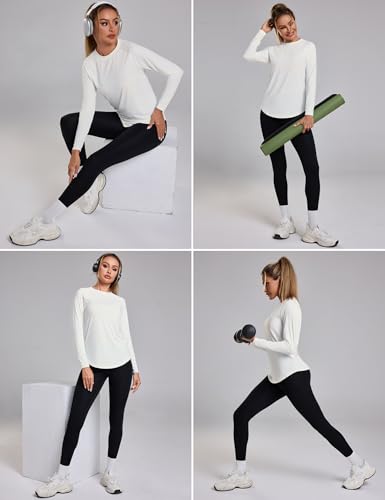 Wayleb Camiseta Deporte Mujer de Manga Larga Camisetas Deportiva Ligero y Secado Rápido Ropa de Correr Gimnasio Yoga Tops - imagen 3