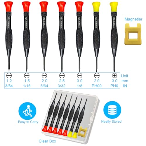 image for 8PCS Precision Screwdriver Set With Case, Lengnoyp Magnetic Flathead P