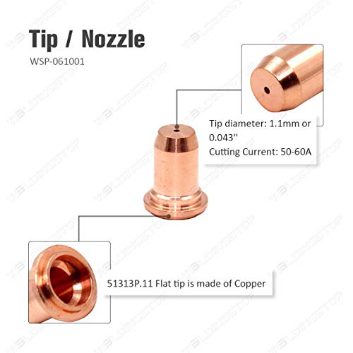 WeldingStop PK/22 IPT-60 PT-60 IPT-40 PT40 Plasma Cutting Torch Tip 1.1mm 0.043'' / Electrode/Shield Cap/Stand Off - Thumbnail 4