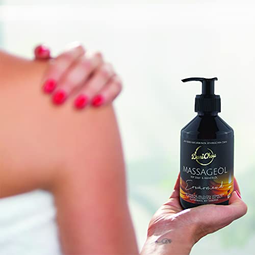 DaniChou® Huile de massage Réchauffante, 250ml avec huile de soja & huile d'amande, 100% naturelle, huile de massage au camphre pour une sensation directe de chaleur et de détente sur la peau, vegan – vue 6