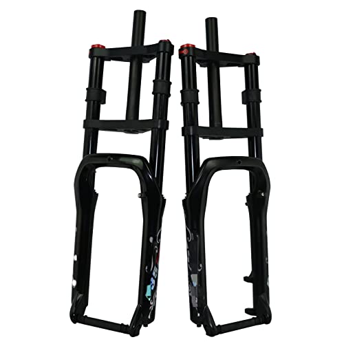 Smanni Fat Fork 20X4.0 Inch Snowtruck Fat Bicycle Double Shoulder Air Forks Mtb Downhill Plug Fat Bike 135Mm Space Magnesium Alloy (Color : Matte Black) #TOP2