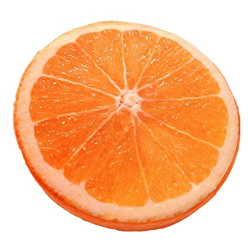 YILANLAN Coussin de Fruits Drôle Rond en Peluche - Siège Décoratif pour Sol, Maison, Canapé, Chambre, Salon (40cm, Orange)