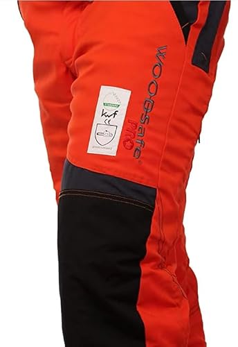 Foto von WOODSafe® Schnittschutzhose Klasse 2, kwf-geprüfte Forsthose, Latzhose orange/grau, Herren - Waldarbeiterhose (52)
