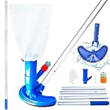 Poolsauger mit Schwere Aluminium Teleskopstange 1.5m & Bürste Staubsauger, Tragbar Bodensauger Poolreinigerdüsen Handpoolsouger Vakuum Pool Sauger Set für Reinigung Spa Whirlpool Teich Schwimmbad