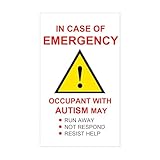 CafePress Autism Emergency Warning Sticker for Home Rectangle Bumper Sticker Car Decal
