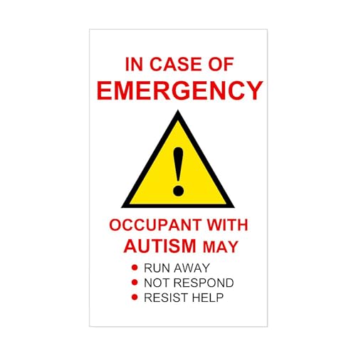 CafePress Autism Emergency Warning Sticker for Home Rectangle Bumper Sticker Car Decal