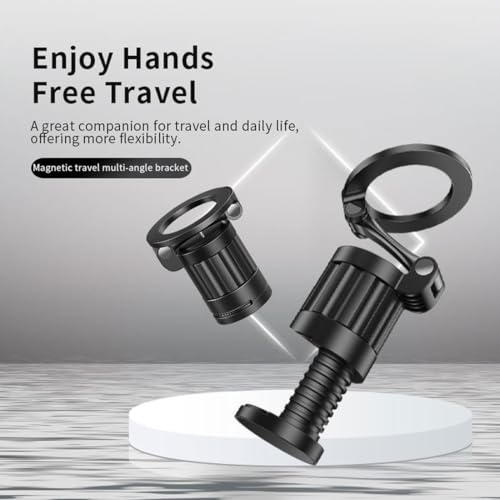 Image of PHOTOMAX Universal Magnetic Phone Stand - Zinc Alloy Foldable & Rotatable Mobile Holder for Desk, Cabinet & Travel | Strong Magnetic Grip, Compact & Durable Design (Universal Travel Phone Holder K828)