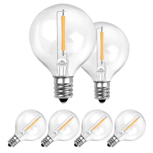 ROMANJOY Bombillas LED G40 para Guirnaldas Baja Tensión 24V y Solares, Casquillo E12 1W Luz Cálida 2700K, Iluminación IP44 Pack 6