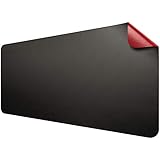 JIALONG Desk Pad, Ultra Thin Waterproof Multifunctional PU Leather Desk Mat，35.4' x 17'inch Large Mouse Pad, Dual Use Desk Writing Mat for Office/Home （Black/Red)