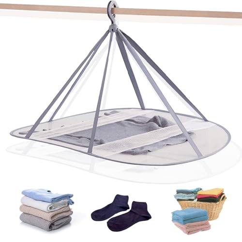 WEISGJA 1 Tier Folding Mesh Clothes Drying Rack with Internal Fixation Stackable Sweater Drying Rack Portable Hanging Laundry Rack for Sweater,T-Shirt,Delicates,Swimsuit (2 Pack) by WEISGJA - Used condition - US$13.06