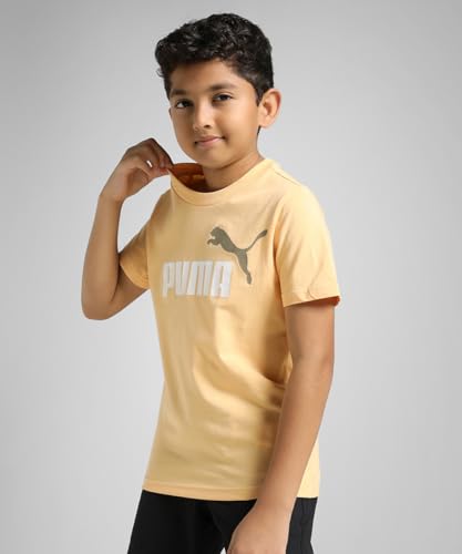 Image of Puma Boy Cotton Solid Regular Fit Tees