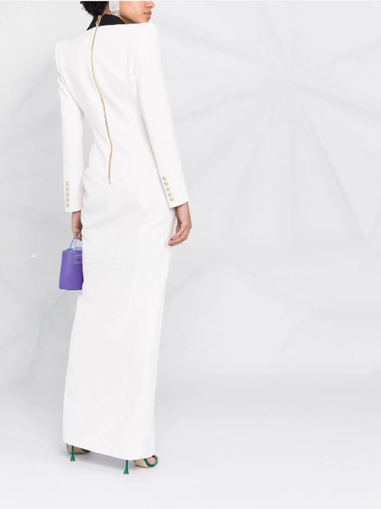 Women's Long Blazer Double Breasted Tuxedos Dress Coat Party Prom Jacket