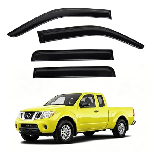 Image of Frontier Rain Guards - Window Visors for 2005-2021 Nissan Frontier Crew Cab, Out-Channel Side Window Rain Guards for Frontier Accessories, 4PCS, Black, Car Accessories