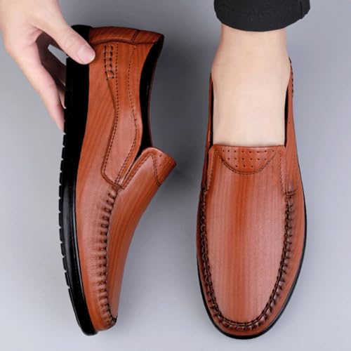 Breathable Slip-On Loafers for Men, Leather Dress Shoes, Casual Business Flats, Comfortable Outdoor Footwear, Lightweight Men's Loafers, Versatile Leather Shoes for Men2