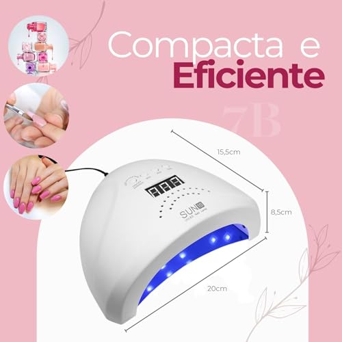 Cabine Led UV Unha Acrigel Gel Fibra Sun 48w 30 Leds Bivolt