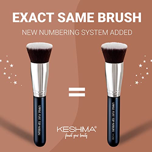 Large Flat Top Kabuki Foundation Brush By Keshima - Premium Makeup Brush For Liquid, Cream, And Powder - Buffing, Blending, And Face Brush, 1.6" Top Diameter #TOP5