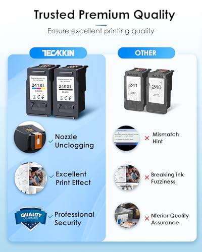 PG-240XL/CL-241XL Ink Cartridges Replacement for Canon 240XL 241XL Combo Pack Printer Ink for PIXMA MG3620 MG3600 TS5120 TS5100 MG3220 MG3520 MG2120 MX472 (1 Black, 1 Tri-Color) - Thumbnail 6