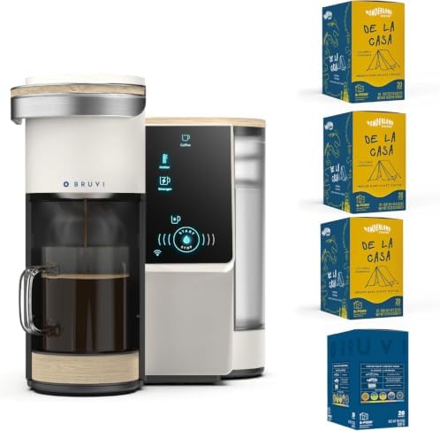 BRUVI Single-Serve Coffee Maker Starter Bundle | Brews Coffee, Espresso, Cold Brew, Matcha Green Tea & More | Includes Brewer + 20 Variety Pods + 60 De La Casa Coffee Pods | Cream (Gen3) image 5