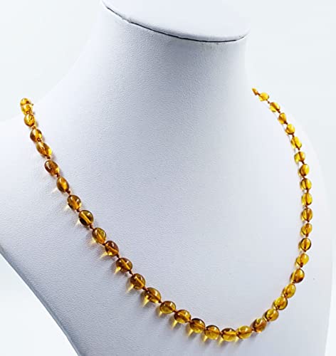 Amber Jewelry Shop Baltische Bernsteinkette für Erwachsene – Natürliche Bernsteinperlen – Bernsteinschmuck 45–46 cm (Braun)
