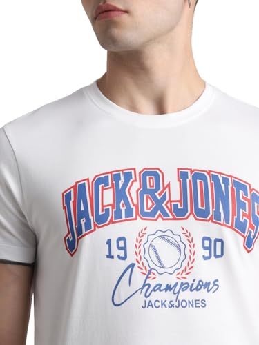 Image of Jack & Jones Men's Cotton Letter Print Slim Fit T-Shirt