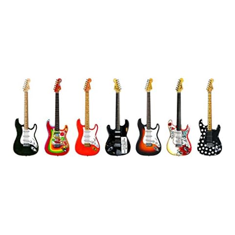 George Morgan Illustration Stratocaster Guitar Panorama Print. 7 Famous Fender Stratocasters Cover