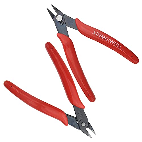 Xinmeiwen 2Pcs Flush Cutters Precision Electronic Wire Cutters Mini Cutting Pliers For Ultra-Fine Cutting Needs (Red) #TOP5