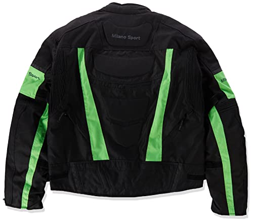 Milano Sport Gamma Men's Motorcycle Jacket (Black/Green, X-Large) #TOP1