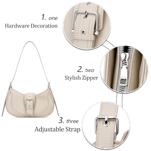 Image of KKXIU Shoulder Bags for Women Retro Vegan Leather Purse | Small Crescent Trendy Clutch | Y2K Underarm Hobo Handbag with Adjustable Strap