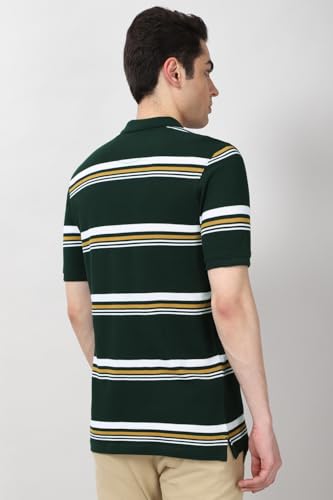 Image of Peter England Men's Cotton Breton Stripe Polo T-Shirt | Casual Wear | Modern Design