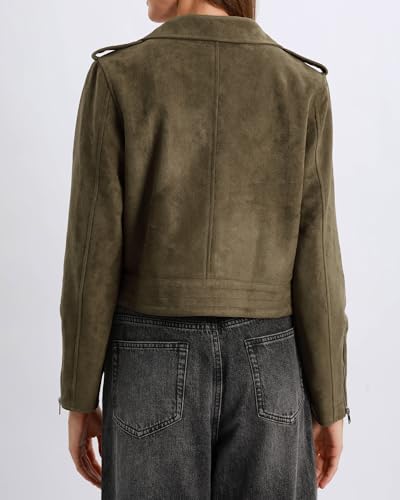 Xintianji Women's Faux Suede Moto Jackets Casual Cropped Zippered Motorcycle Coat for Fall Winter3
