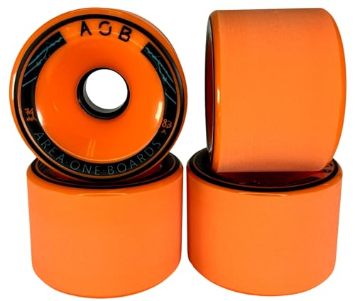AOB Premium Longboard/Cruiser 2K Rollen Wheels (4 Stck.) Set Rundlauf kalibriert aufgeraut geschliffen (Orange 74x52mm 83A)