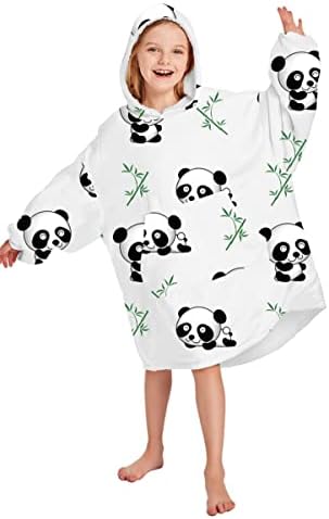 Adisputent Kids Blanket Hoodie Oversized Snuggle Fluffy Sweatshirt Fleece Blanket with Giant Pocket Soft Warm Cozy Sherpa Hoodie Wearable Blanket for Teens Girls Boys