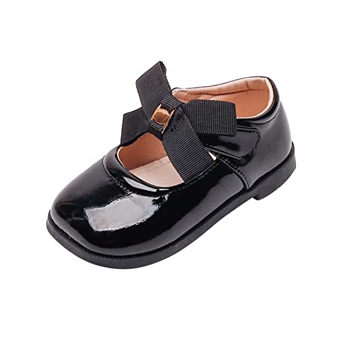 Girl Shoes Size 12 Children Casual Shoes Flat Bottom Lightweight Solid Color Bow Square Toe Comfortable