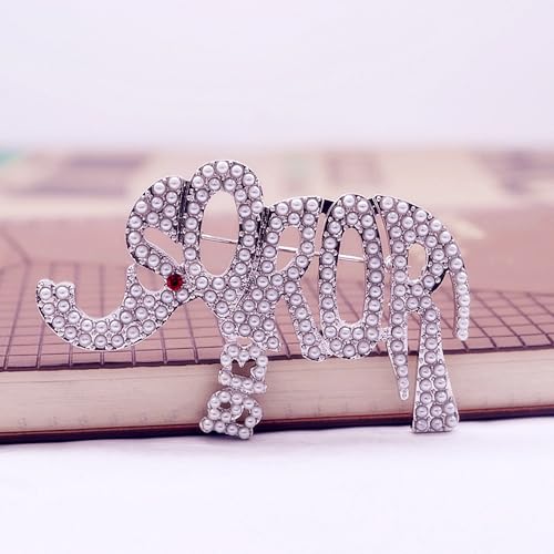 Pearl Elephant DST Sorority Pin Soror Greek Delta Brooch Social Womenhood Gift Jewelry For Clothing Bag by HUSURU - Used condition - Image 4
