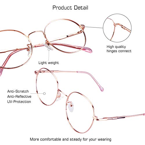 Image of VisionGlobal Blue Light Blocking Glasses for Women Men, Computer Reading, TV Glasses, Stylish Oval Frame