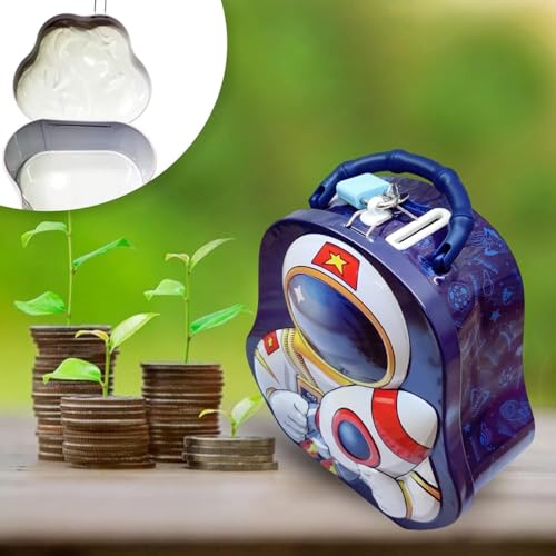 Image of Money Saving Bank with Coin Slot / /Creative Cartoon Design Money Bank / /Plastic Piggy Bank for Boys & Girls (Pack of 1) (Space - Blue)