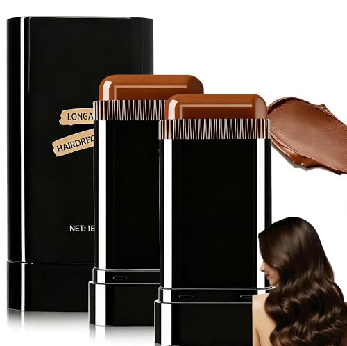 2-in-1 Instant Hair Dye Comb, Portable Gray Hair Coverage Stick for Quick Root Touch-Ups, Waterproof & Sweat-Resistant, Temporary Color for Women & Men (Brown)