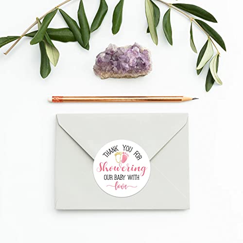 Pink Baby Shower Stickers, Thank You For Showering Our Baby With Love Stickers, Baby Shower Favors For Girls, Thank You Stickers Baby Shower, 2 Inch, Pack Of 50. #TOP3