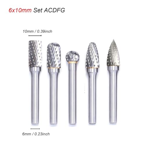 Set de fresas de carburo de tungsteno 6 mm shank 5 pzas miniatura 2