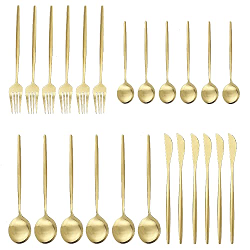 Brastoy Conjunto de Talheres de Aço Inoxidável de 24 peças (Dourado)
