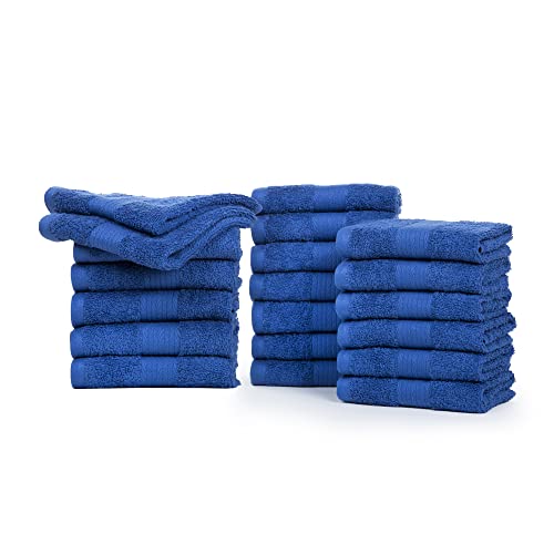 Ample Decor Face Towels Set of 20 600 GSM 30 X 30 CM 100% Cotton, Premium Wash Cloths Quick Drying Soft Absorbent Thick Fingertip Towels, Flannels for Spa, Bathroom, Gym, Daily Use, Navy