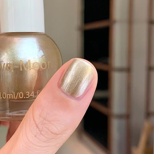 Metallic Nail Polish - Champagnes Gold Nail Polish - Air Quick Dry Nail Varnish - Mermaid Shell Pearl Nail Varnish - High Glossy Autumn Gold Nail Paint For Women Manicure DIY