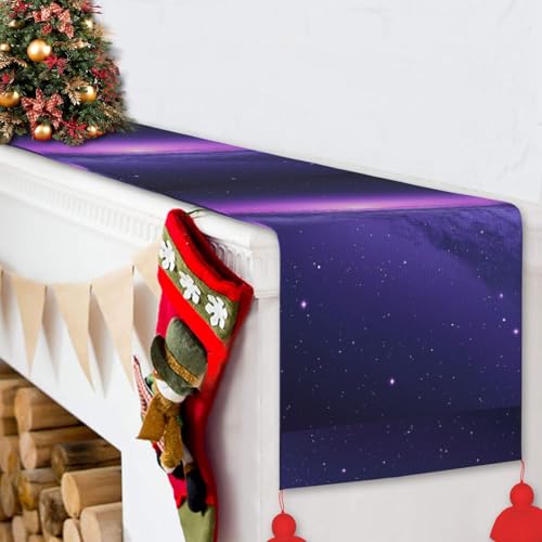 Chemin de table de Noël ciel étoilé violet textile de fête premium - 7