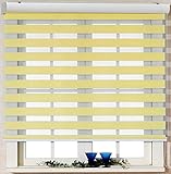 Custom Cut to Size, [Foiresoft Basic, Yellow, W 55 x H 64 inch] Zebra Roller Blinds, Dual Layer Shad