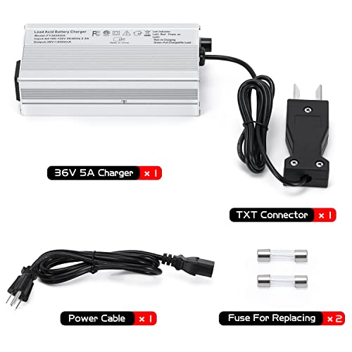 Golf Cart Battery Charger For All 36V Golf Carts For E-Z-Go/Yamaha/Club Car/Star/Taylor Dunn 36V 5A Lead-Acid Battery Charger With Plug Rated Input Voltage #TOP6