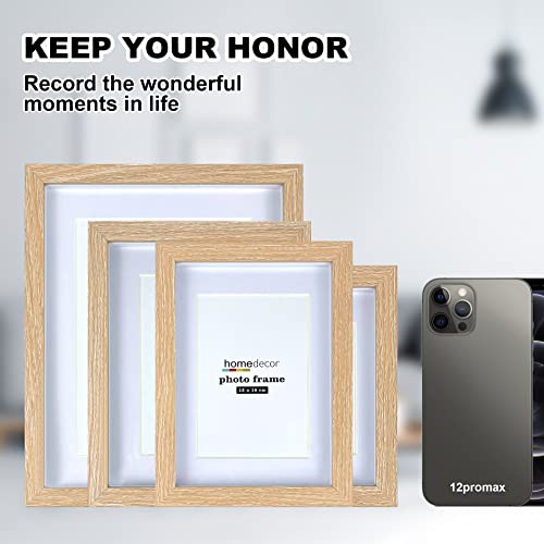 8X10 Shadow Box Frame, 4 Pack Picture Frame Set, Wall Picture Frame, Farmhouse Wood Rustic Picture Frames With Tempered Glass Gallery Wall Tabletop Display (Natural Wood, 8X10) #TOP3