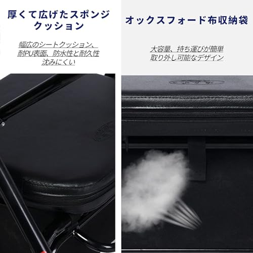 UGT 歩行器 シルバーカー 折畳み 軽量 コンパクト スチール製 高さ調節可能 手押し車 介助介護用品 ショッピングカート 室内室外兼用 高齢者用 四輪歩行器 (ブラック) 5枚目