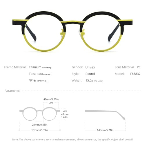 Image of FONEX Colorful Pure Titanium Glasses Frame Women Retro Round Eyeglasses