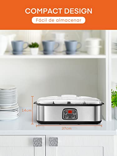 Yogurtera con 8 Vasos y Tapas, Máquina de Yogur Griega, LCD Pantalla de un Solo Toque, Fácil de Usar, Yogur Fresco Casero, Tiempo y Temperatura ajustables, sin BPA - imagen 9