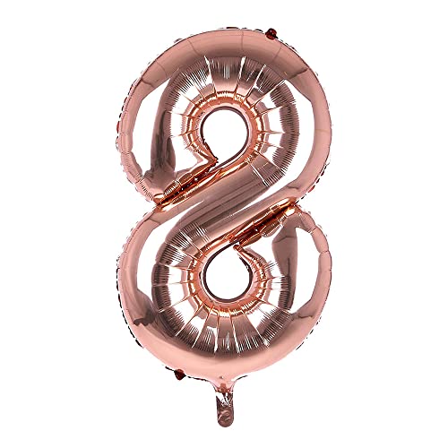 Image of Rosegold 32 Inches 8 Numbers Shape Large Big Foil Helium Balloons For Party Decorations In Happy Birthday Anniversary Office Items Materials Set Pack, Pack Of 1